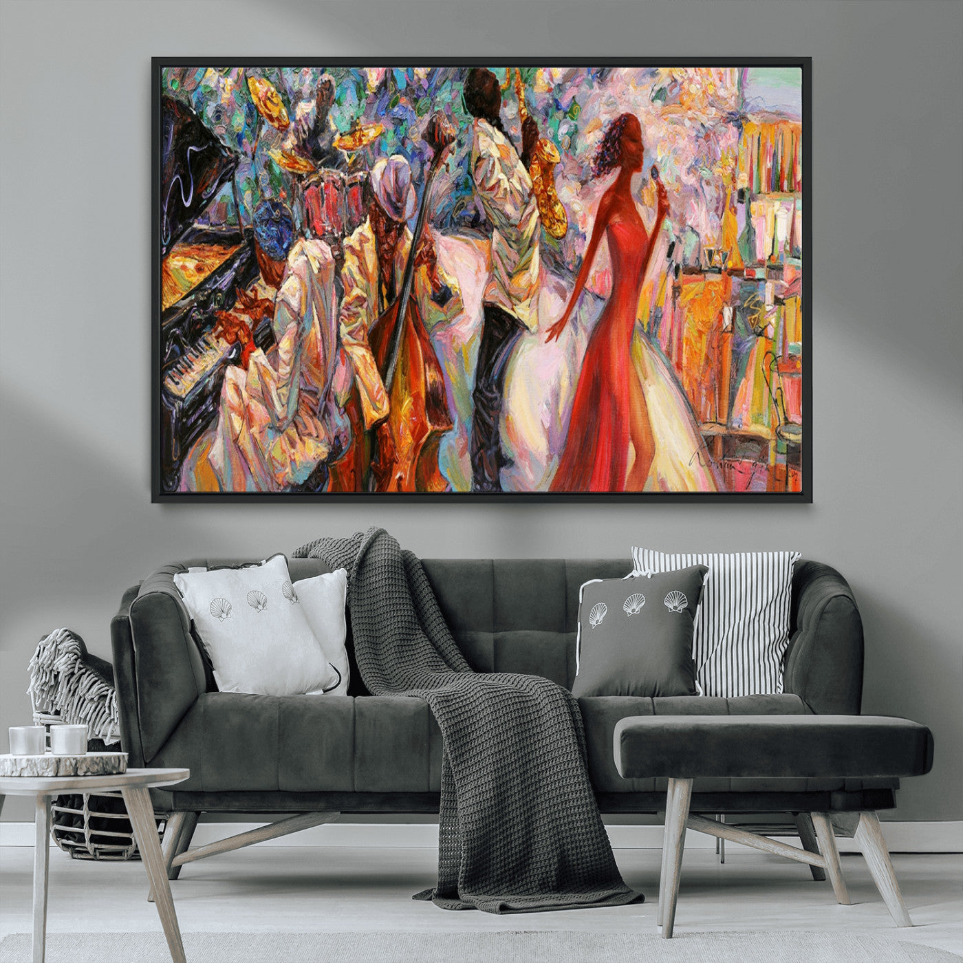 MGV-FC-36X24 - Abstract Afro American Jazz Canvas Wall Art | Music-Inspired Painting for Dining Room, Living Room,