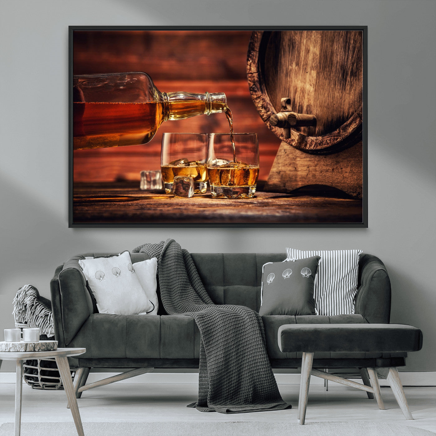 MGV-FC-36X24 - Whiskey and Cigar Canvas Wall Art | 3 Panel Bar Room Decor for Home Lounge, Office, or Man Cave |