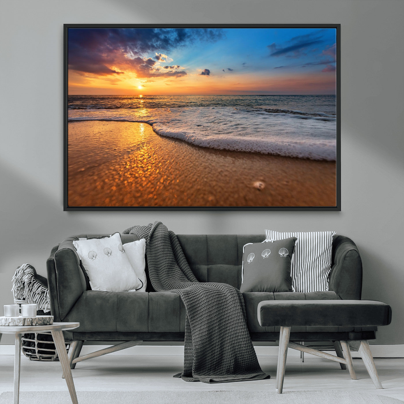 MGV-FC-36X24 - Sunset and Beach at Night Wall Art Canvas Print