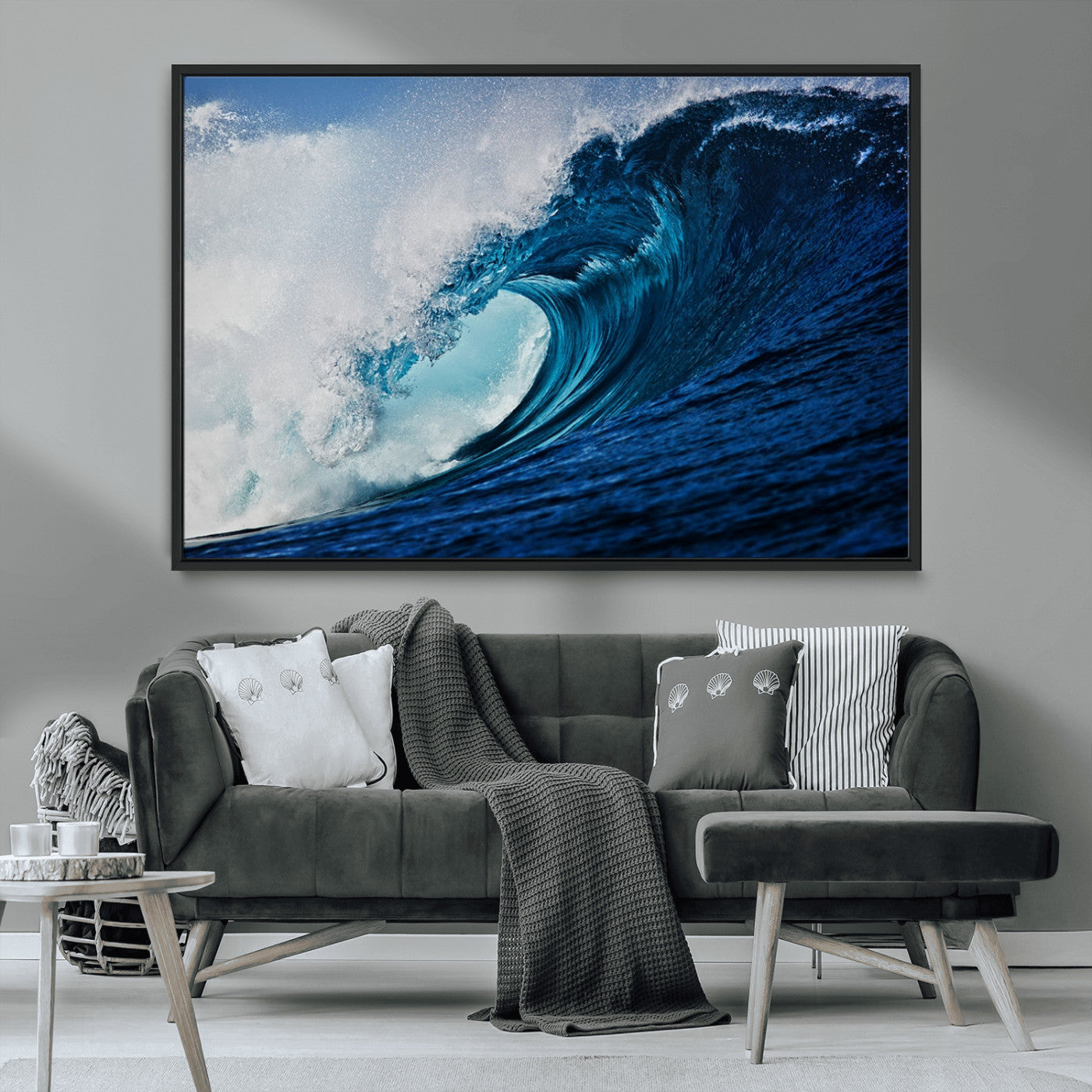 MGV-FC-36X24 - Ocean Wave at Sunset Canvas Art, Large Wall Print of Vibrant Water Waves, Coastal Art for Living Room and Dining Room Decor