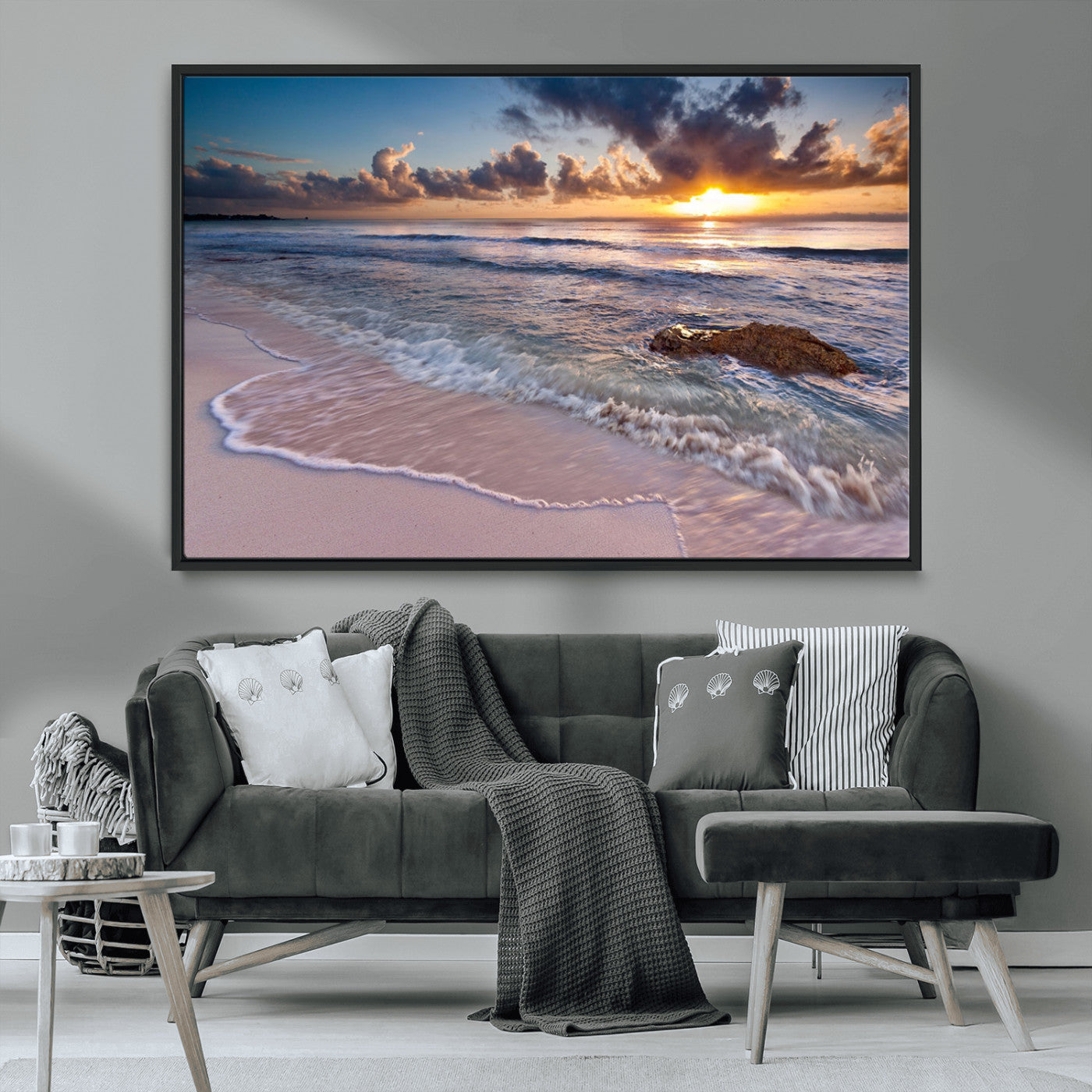 MGV-FC-36X24 - Sea Ocean Sunset Beach Wall Art Canvas Print