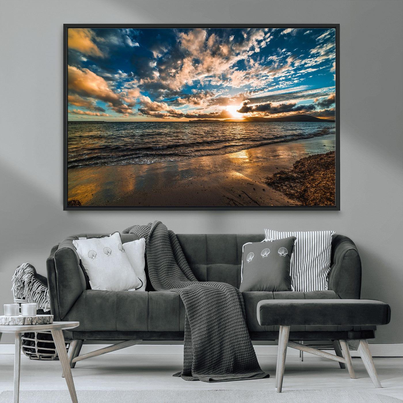 MGV-FC-36X24 - Beach Wall Art - Stunning Ocean Sunset Canvas Print with Coastal Design for Elegant and Relaxing