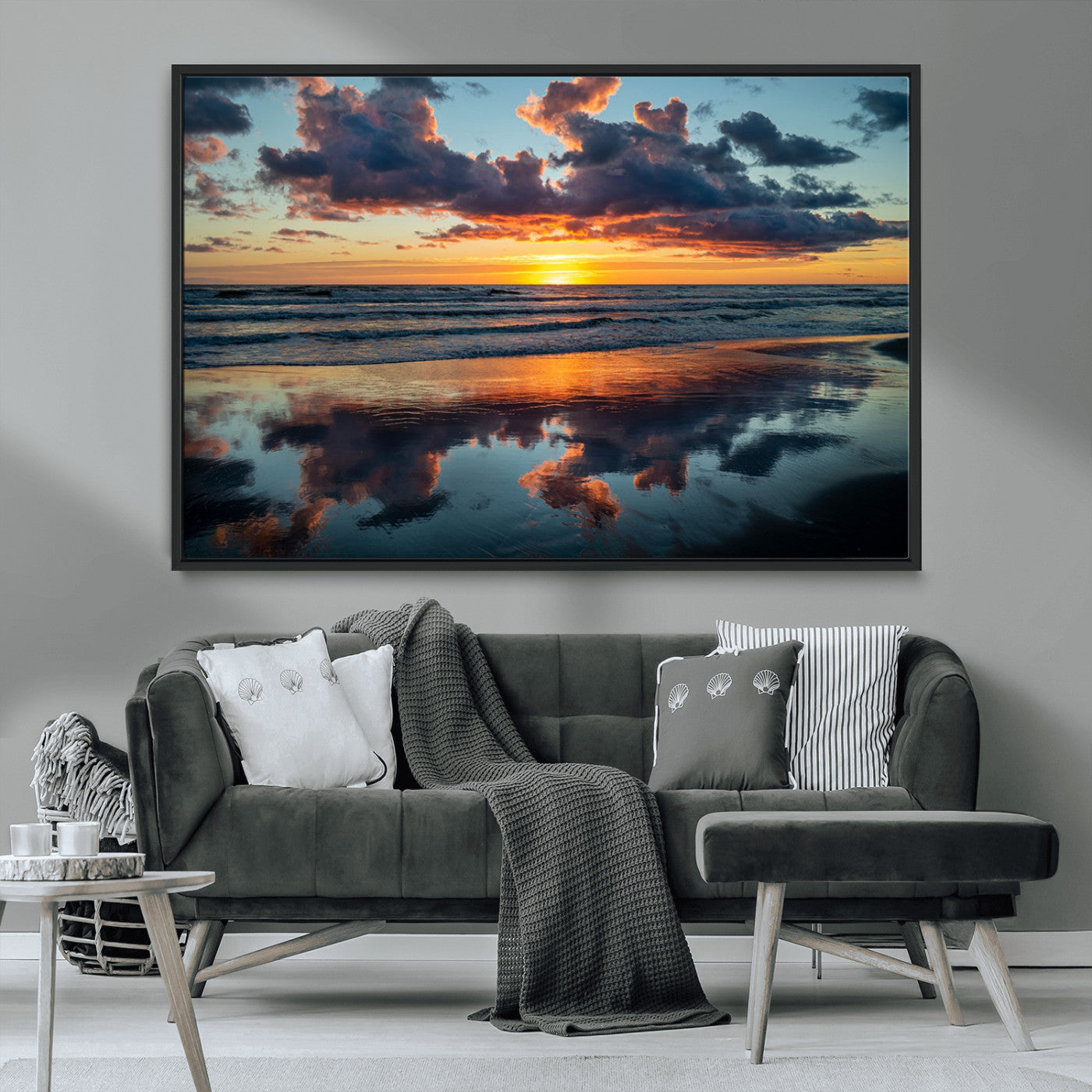MGV-FC-36X24 - Cloudy Weather At The Beach Wall Art Canvas Print