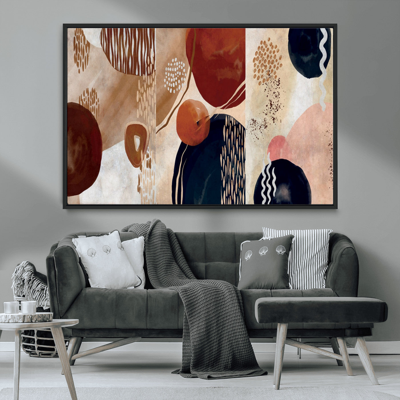 MGV-FC-36X24 - Boho Wall Art Canvas Print Set Mid-Century Prints Bohemian Wall Artwork Prints Boho Neutral