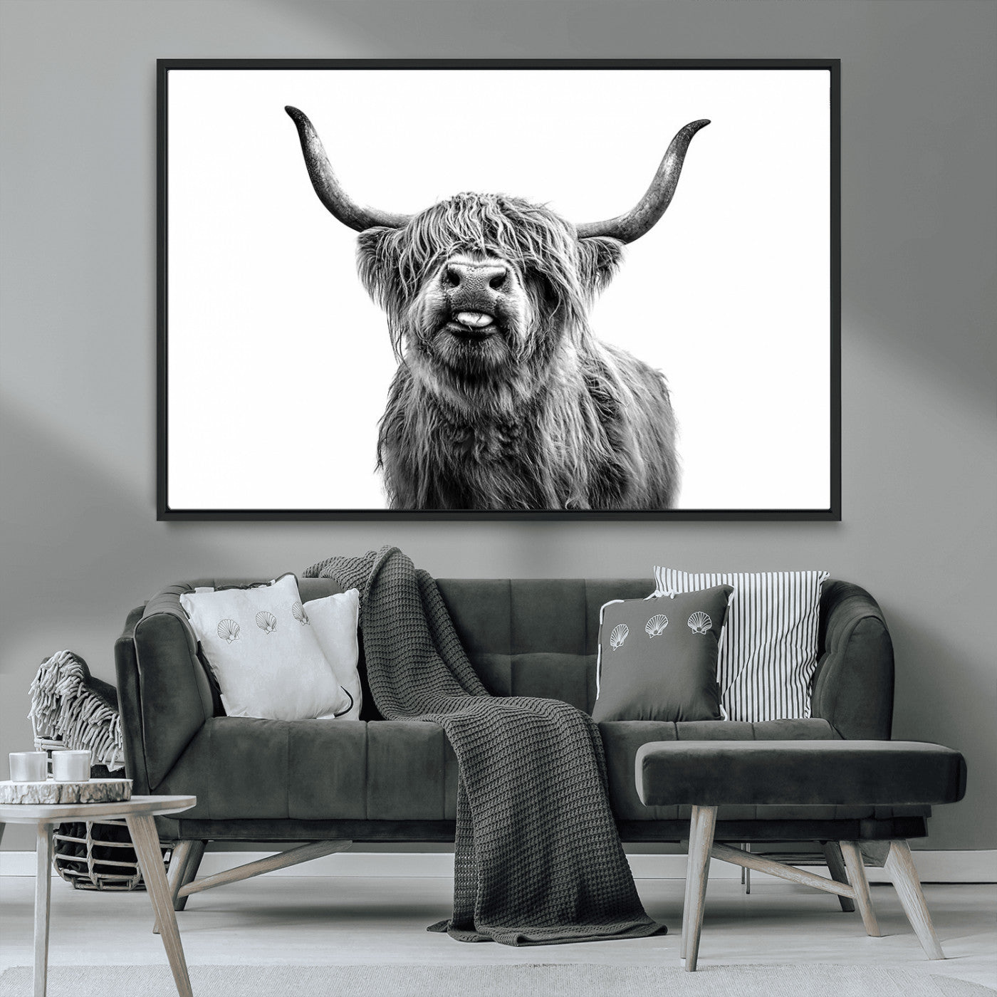 MGV-FC-36X24 - Fanny Scottish Highland Cow Cattle Art Print Farmhouse Wall Art Canvas Print