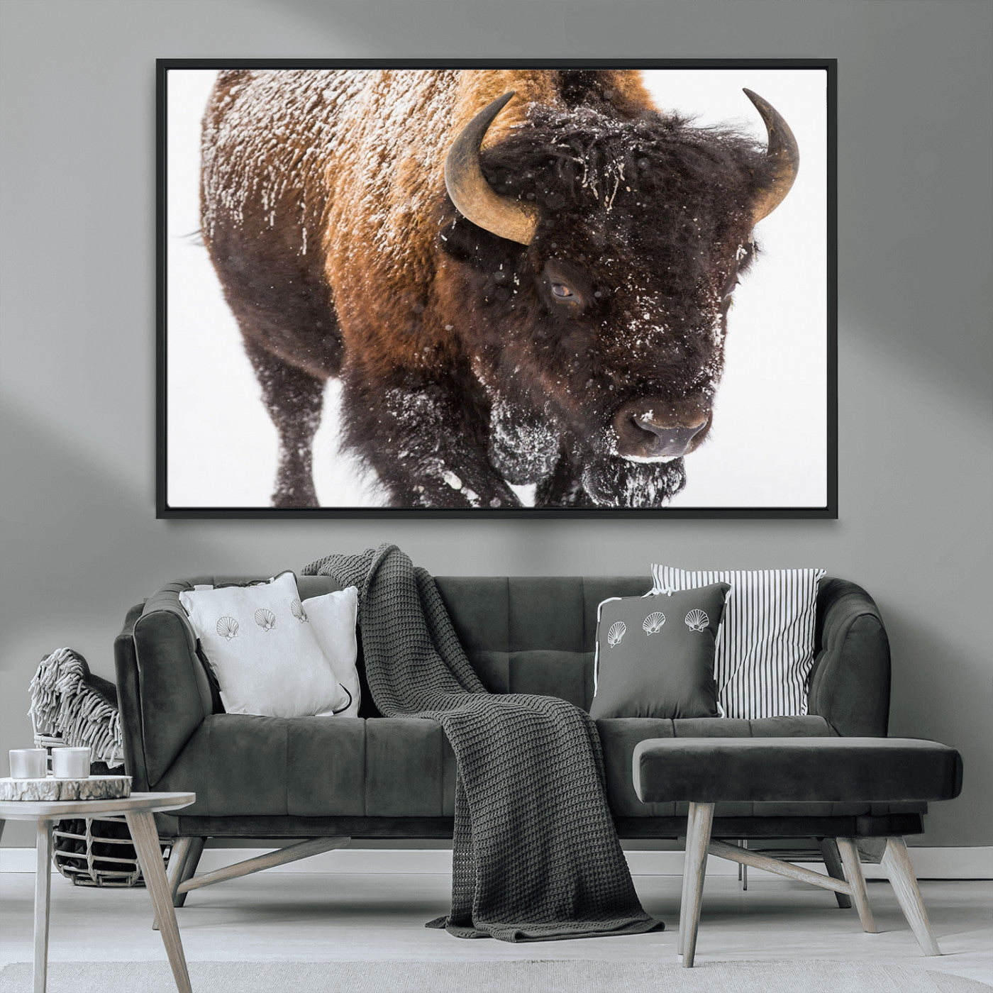 MGV-FC-36X24 - Bison Wall Art Canvas Print For Farmhouse, Wild Animal Wall Art