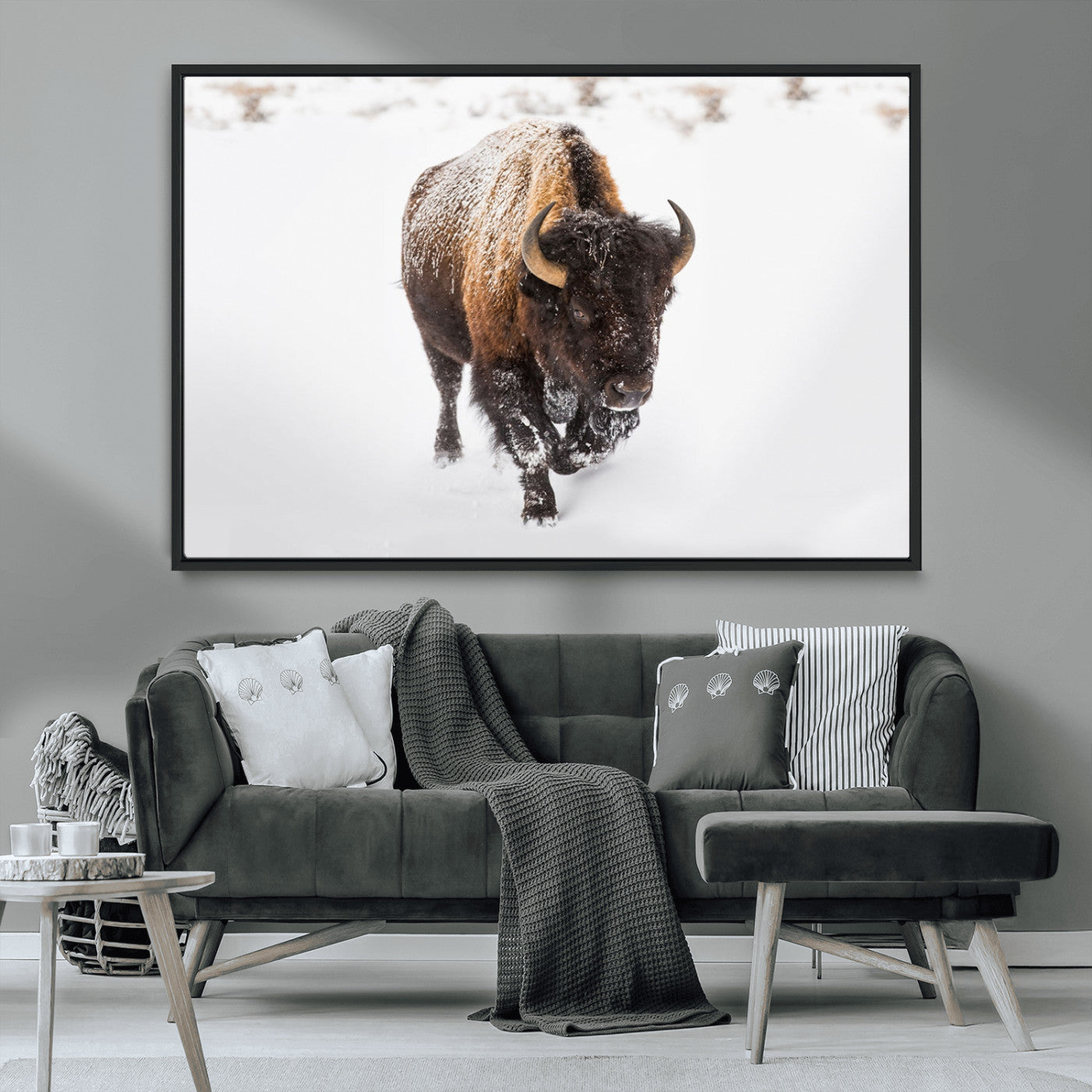 MGV-FC-36X24 - Bison Winter Wall Art Canvas Print For Farmhouse Decor