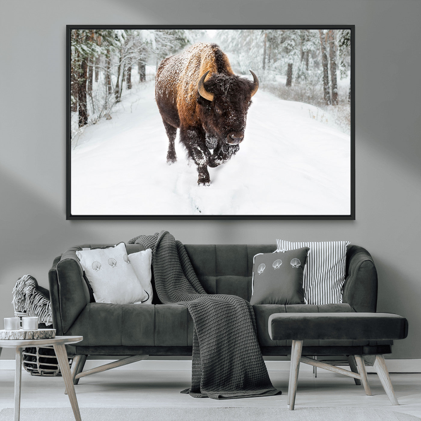 MGV-FC-36X24 - Bison Wall Art Canvas Print For Farmhouse, Animal Canvas Print, Wild Animal Wall Art