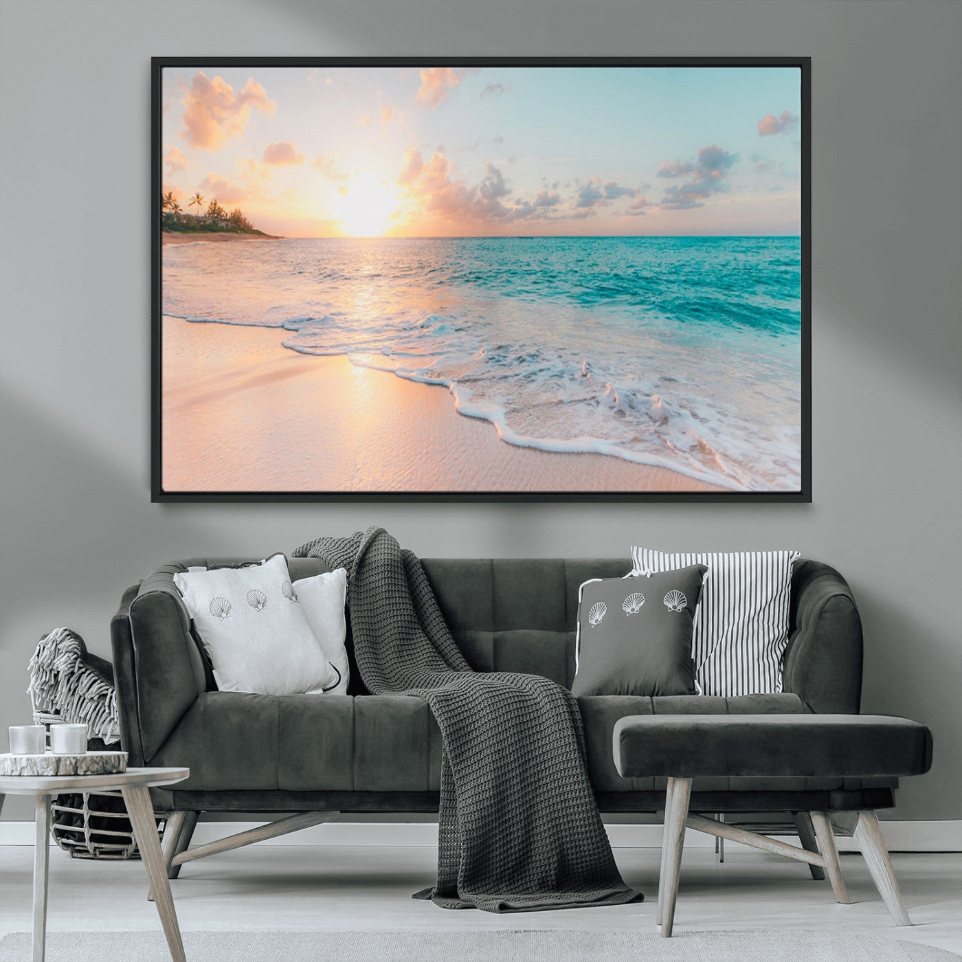 MGV-FC-36X24 - Beach Wall Art - Stunning Ocean Sunset Canvas Print with Coastal Design for Elegant and Relaxing