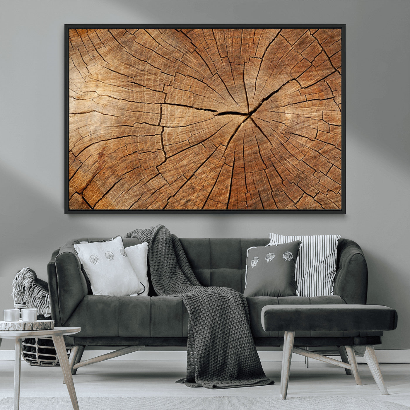 MGV-FC-36X24 - Tree Ring Canvas Art, Rustic Wood Grain Wall Art, Tree Slice Decor for Modern Homes, Giclee Multi-Panel Print, Tree Ring Wall Art Set