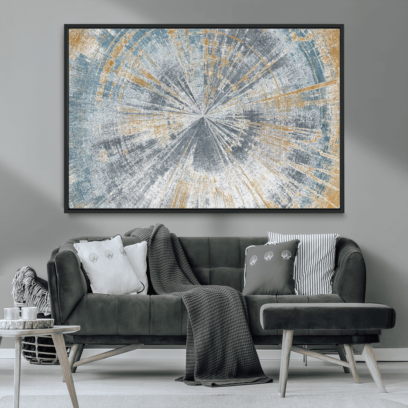 MGV-FC-36X24 - Radiant Abstract Wood Rings Canvas Art – Modern Triptych Wall Decor for Living Room or Farmhouse Decor