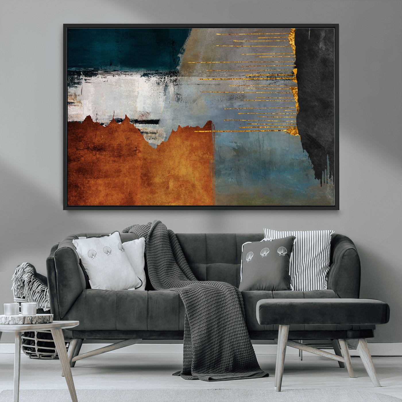 MGV-FC-36X24 - Modern Abstract Canvas Art Canvas Print - Framed and Ready to Hang Artwork for Contemporary Living Room or Office Decor