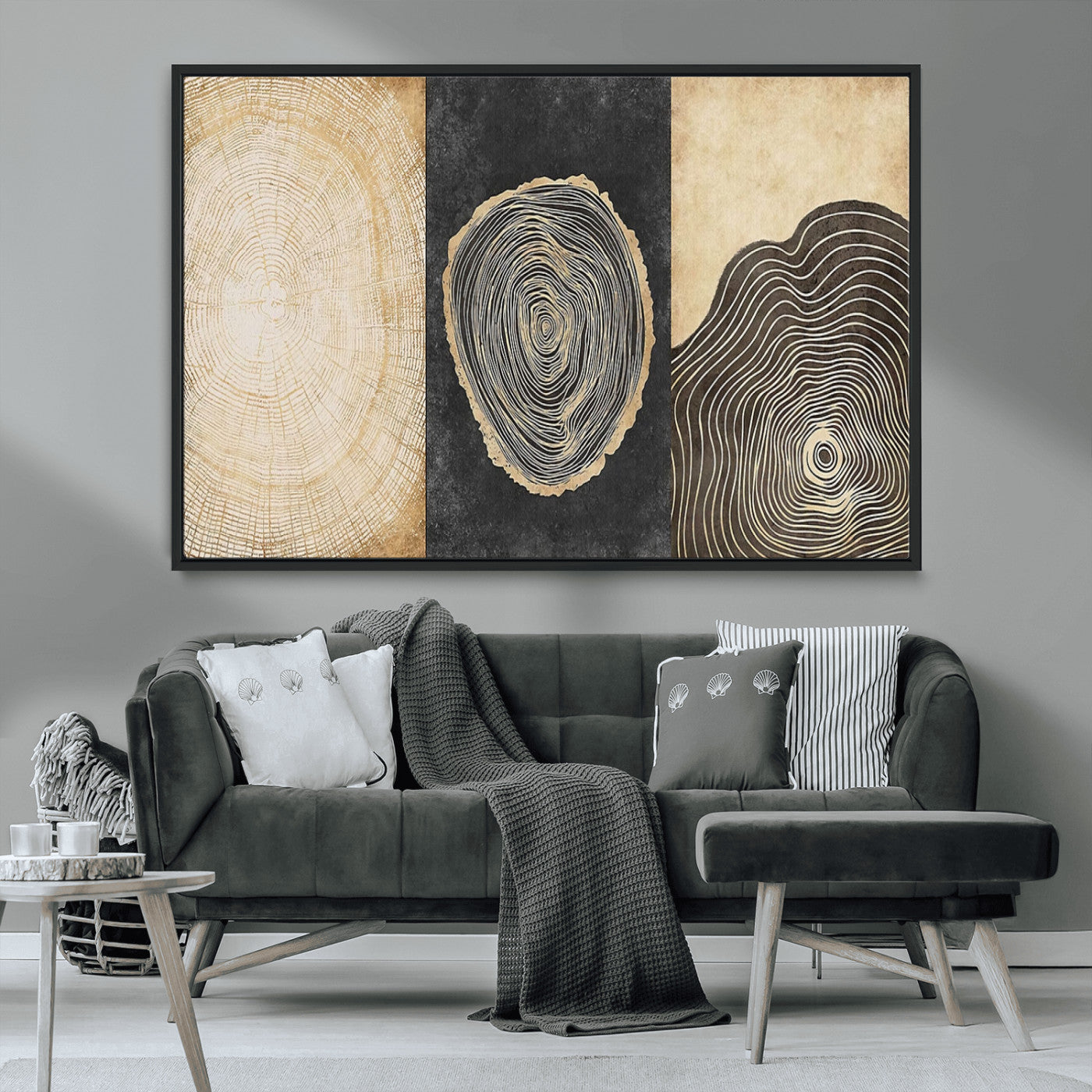 MGV-FC-36X24 - Tree Rings Canvas Wall Art Print – Minimalist Natural History in Modern Decor - Minimalist Boho Wall