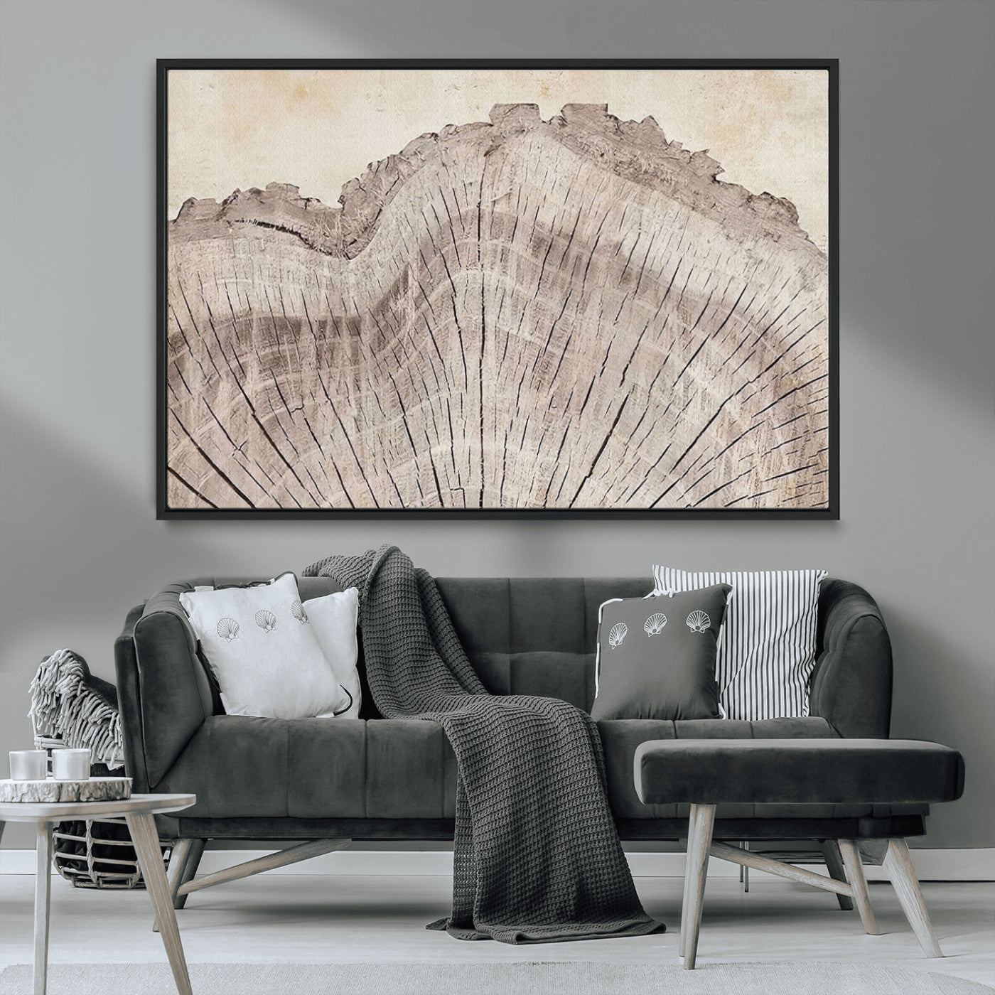 MGV-FC-36X24 - Tree Ring Wall Art Triptych, Rustic Wood Ring Canvas Print, Minimalist Wall Decor for Modern Homes and Farmhouse Decor