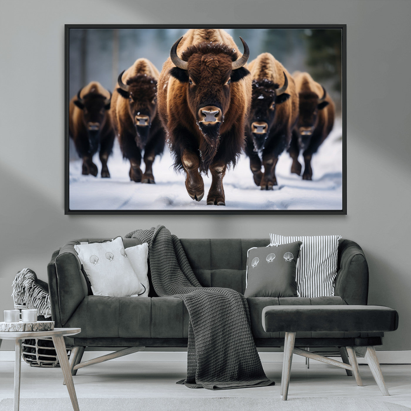 MGV-FC-36X24 - Buffalo Wall Art Canvas Print, American Bison Herd Wall Art Canvas Print - Bison Canvas Print