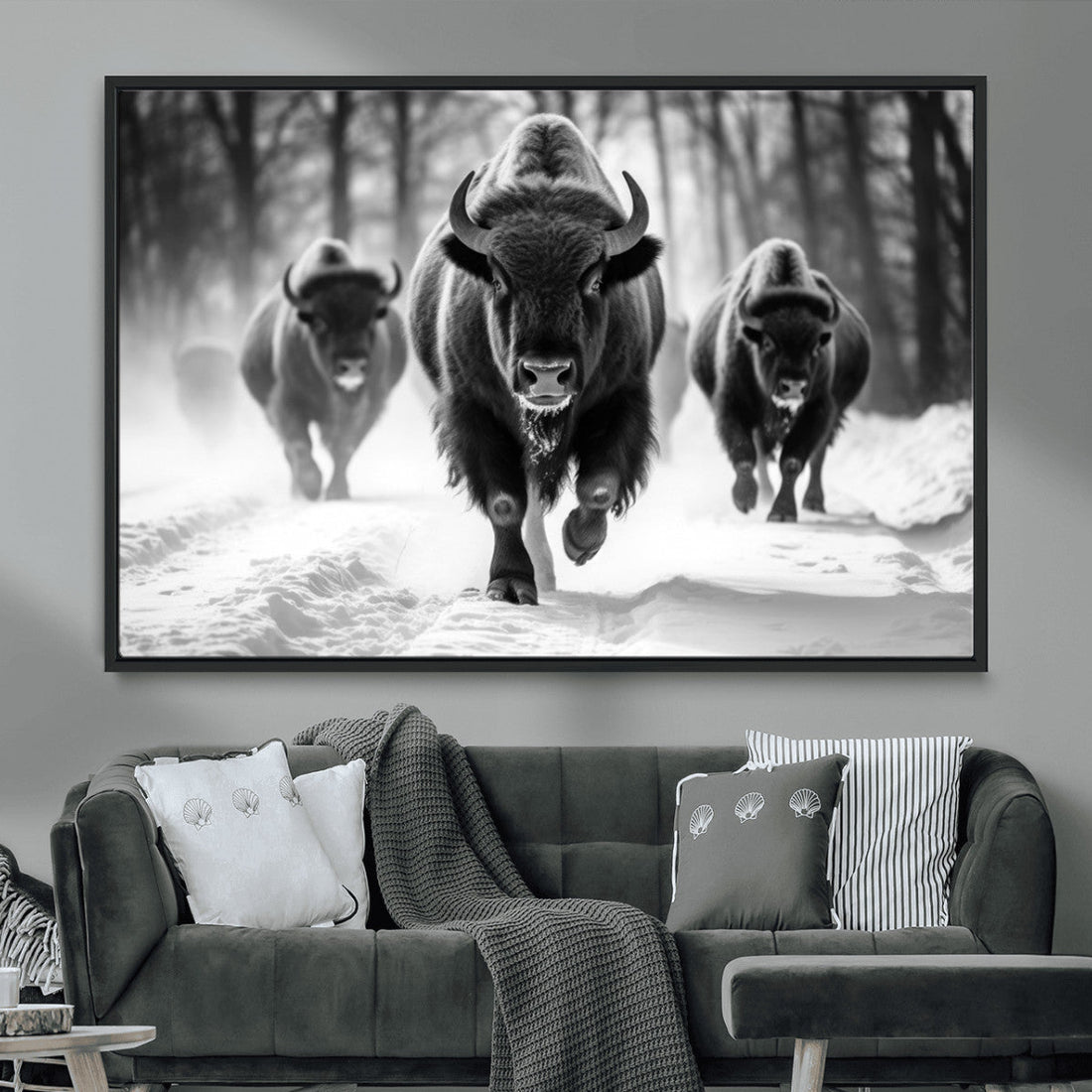 Buffalo Wall Art Canvas Print, Bison Family Wall Art Canvas Print