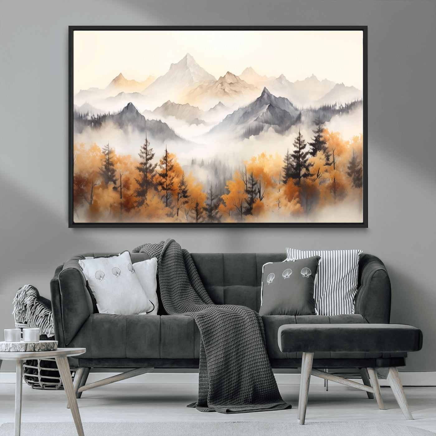MGV-FC-36X24 - Abstract Mountain Wall Art | Misty Mountain Forest and Mountains Canvas Print for Living Room,