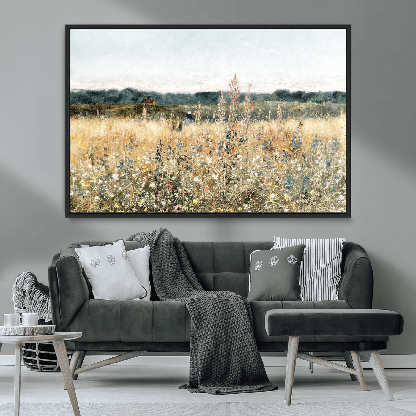 MGV-FC-36X24 - Wildflower Field Wall Art Canvas | Nature-Inspired Landscape Canvas Print for Living Room or Office | Rustic Floral Decor
