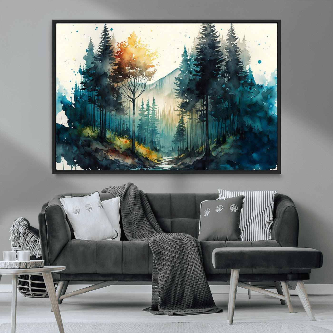 MGV-FC-36X24 - Watercolor Trees Forest Abstract Wall Art Canvas Print