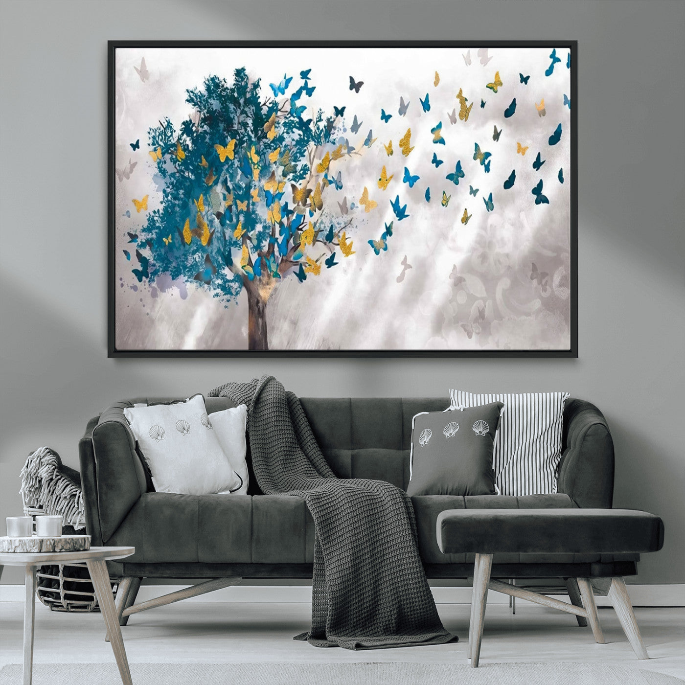MGV-FC-36X24 - Tree Butterfly Abstract Tree and Butterfly Wall Art Canvas Print