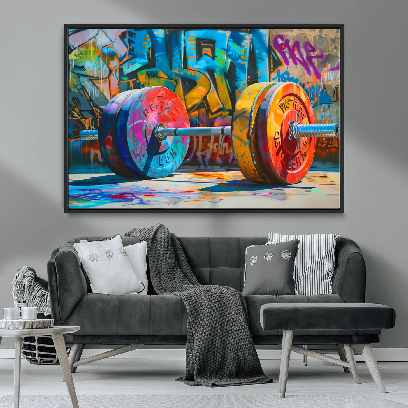 MGV-FC-36X24 - Fitness Gym Barbell Graffiti Wall Art Canvas Print