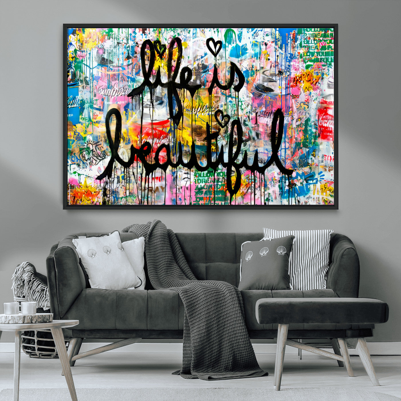 MGV-FC-36X24 - Life Beautiful Wall Art Canvas Print | Graffiti Wall Art Canvas Print
