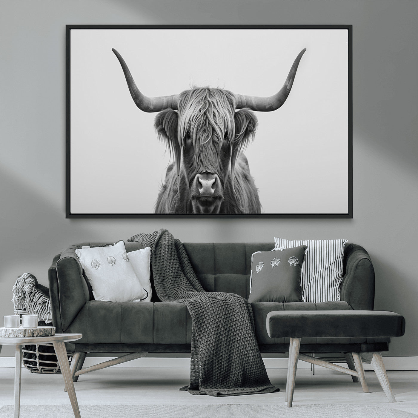 -Farmhouse Longhorn Wall Art Canvas Print, Longhorn Texas Wall Art Canvas Print