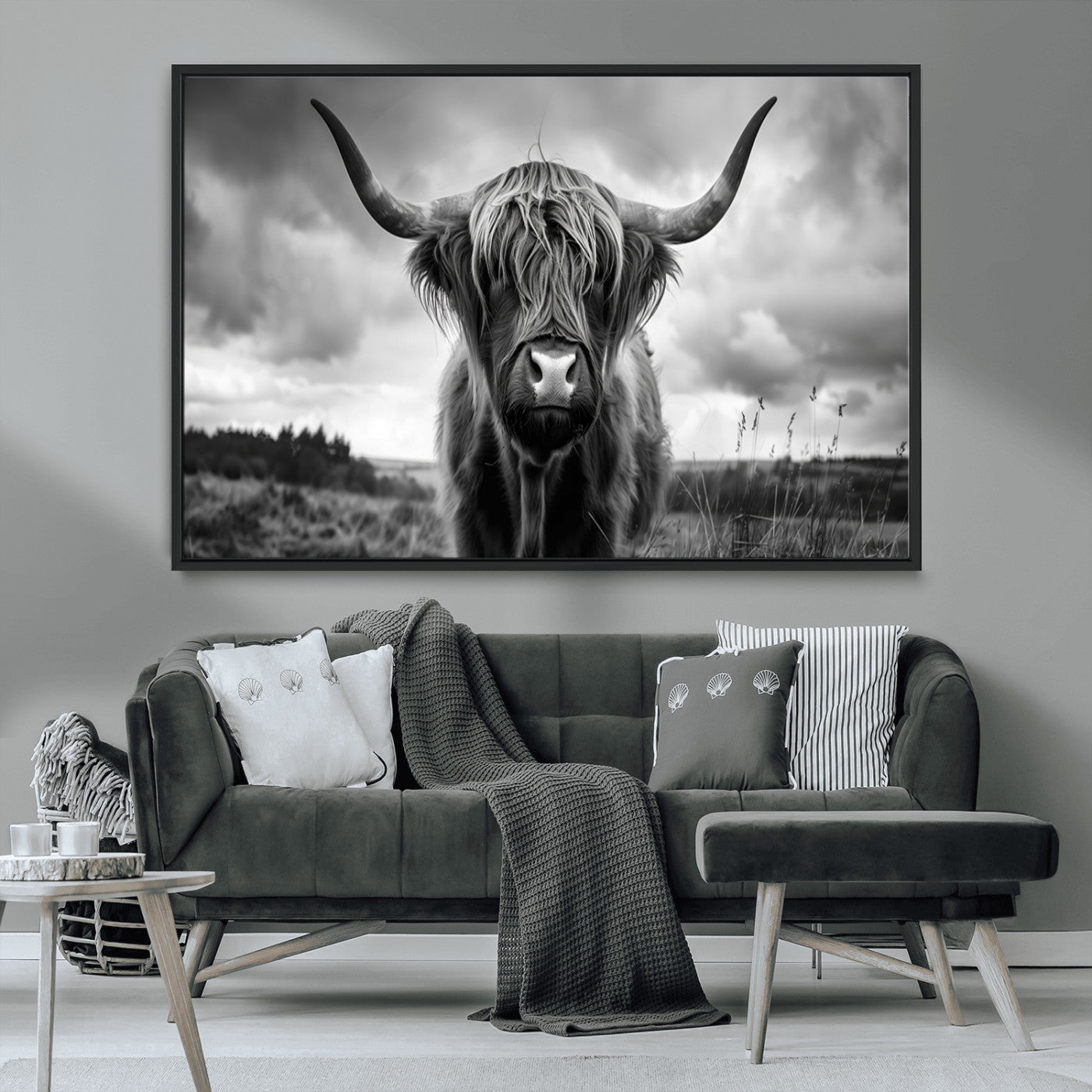 -Scottish Cow Wall Art Canvas Print | Longhorn Wall Art | Bighorn Animal Wall Art
