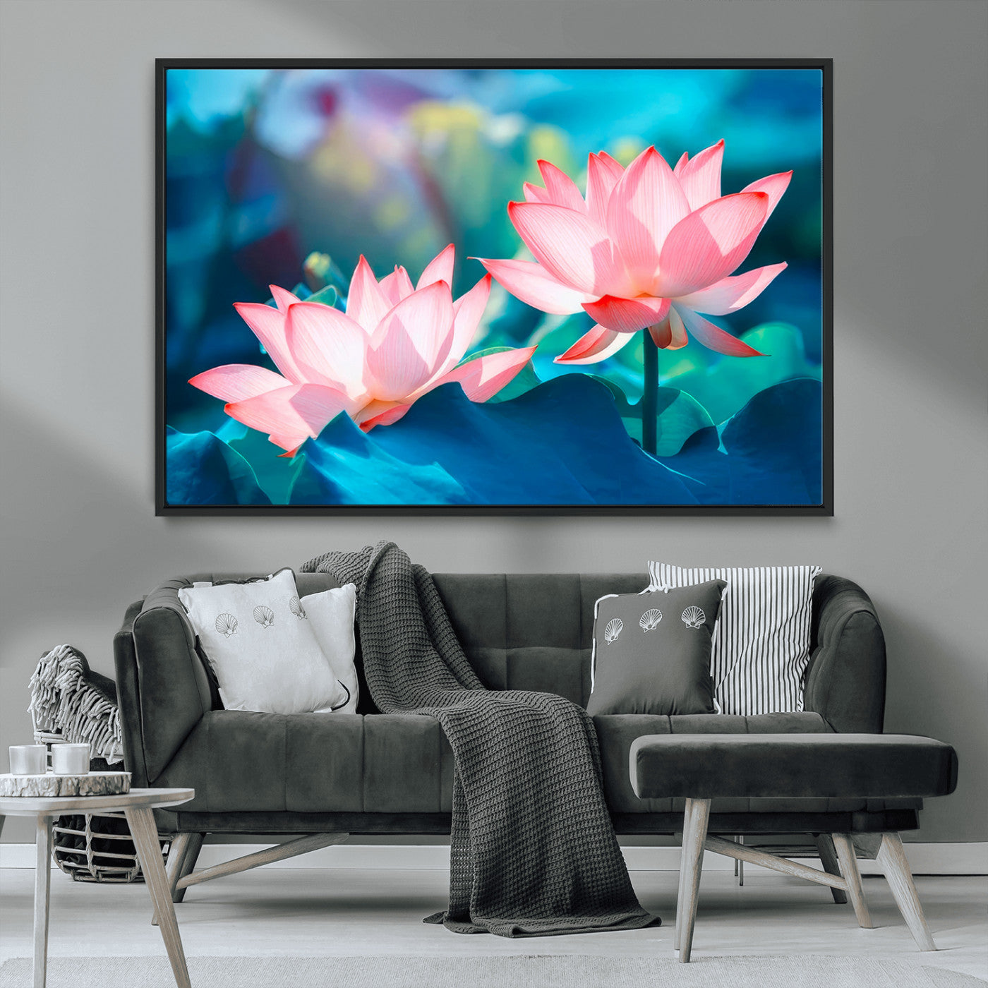 MGV-FC-36X24 - Pink Lotus Flower Canvas Wall Art | Vibrant Floral Wall Decor for Living Room, Office, or Bedroom | Large Botanical Art