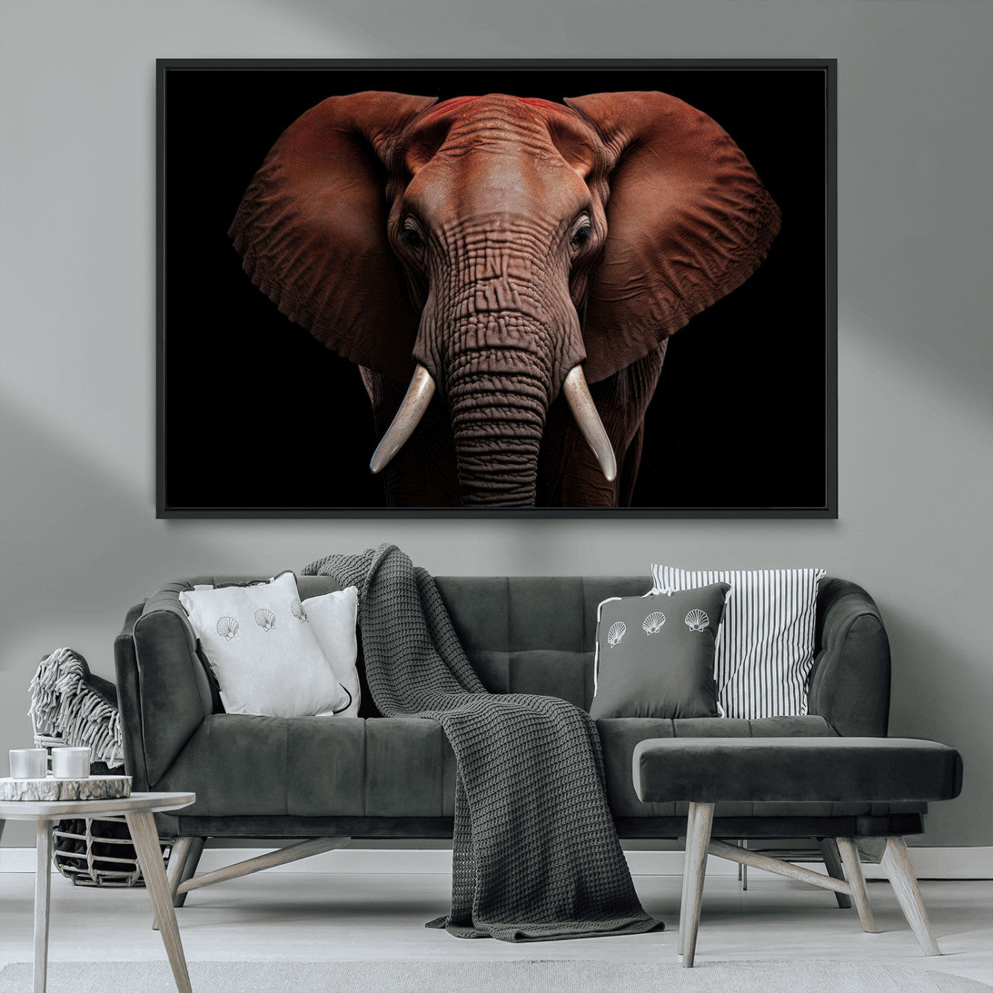-Wild Elephant Wall Art Canvas Print, Africa Savannah Wild Animal Wall Decor Print