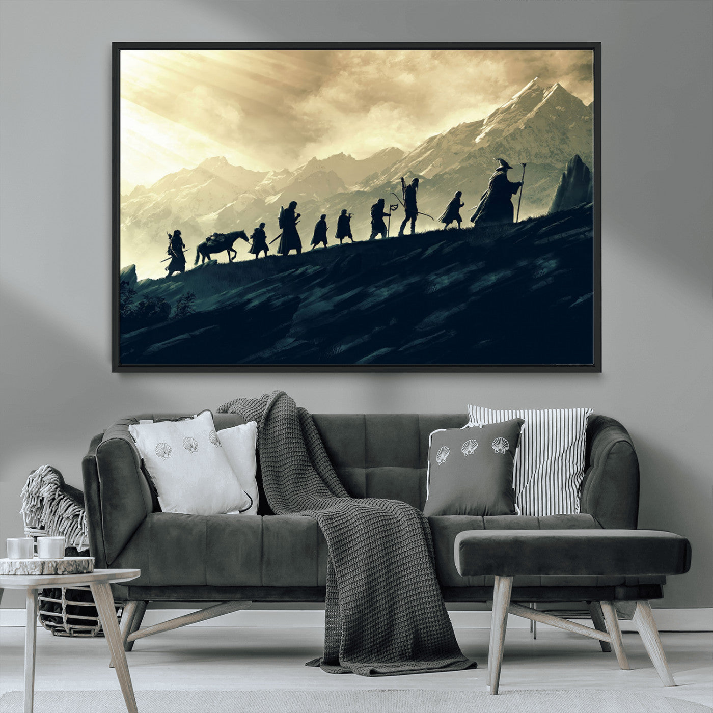 41574-MGV-CV-36X24-Lord of the Rings Silhouette Wall Art Capturing the Epic Quest Through Middle-Earth - The