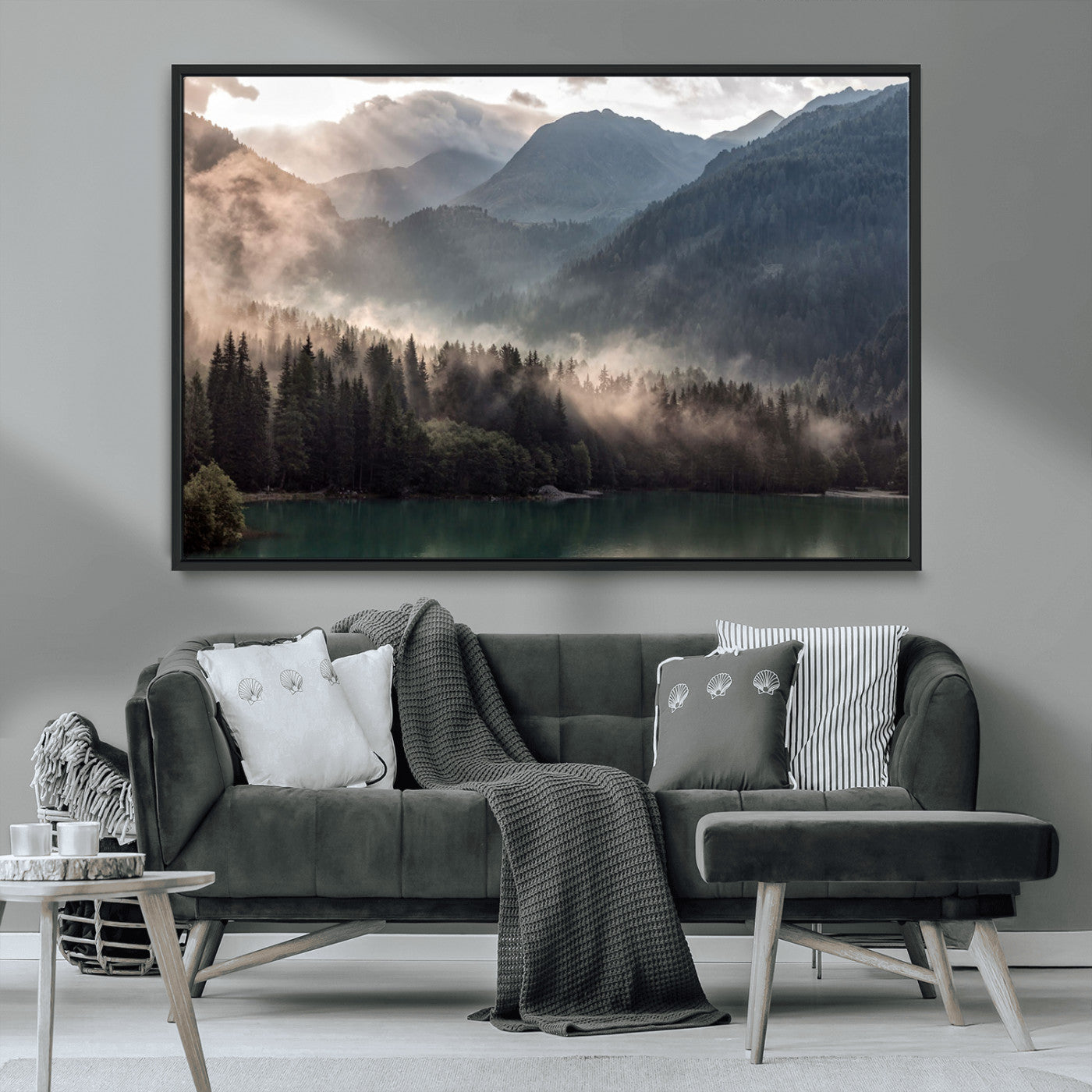 MGV-FC-36X24 - Foggy Mountain Canvas Print Forest Wall Art