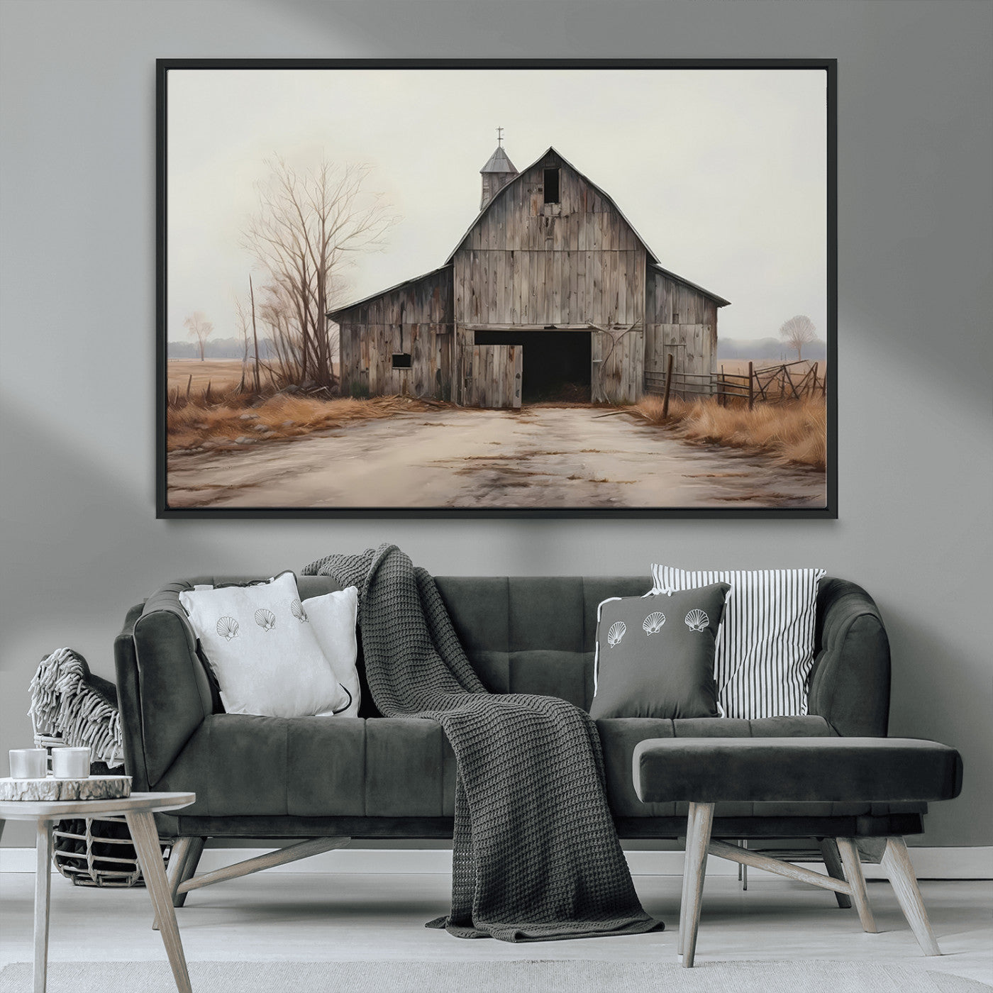 MGV-FC-36X24 - Farmhouse Rustic Barn Wall Art Canvas Print – Framed and Ready to Hang – Perfect Addition to Farmhouse Wall Décor