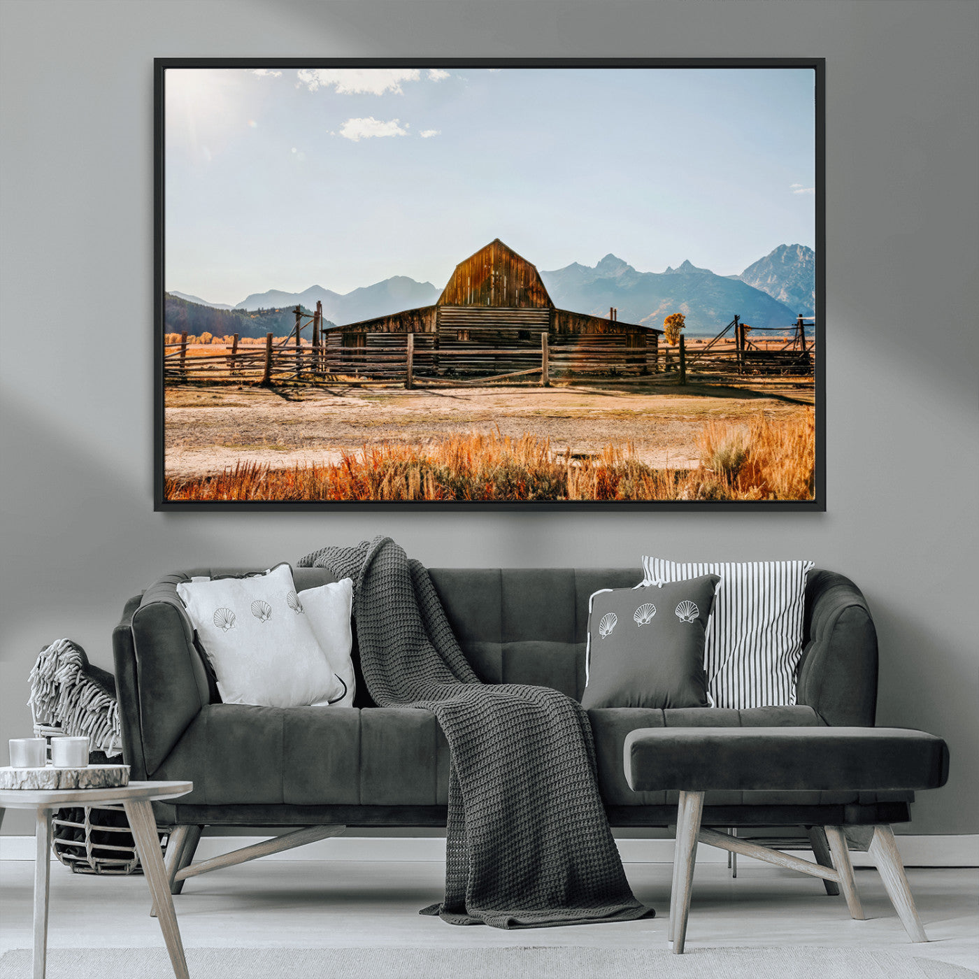 MGV-FC-36X24 - Vintage Old Barn Field Wall Art Canvas Print for Farmhouse Decor - Rustic Barn Wall Art Canvas Print