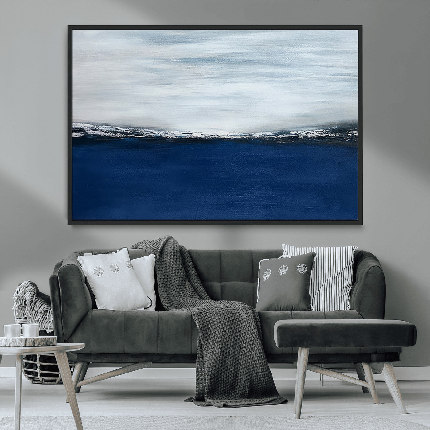 MGV-FC-36X24 - Navy Blue Abstract Wall Art Canvas Print