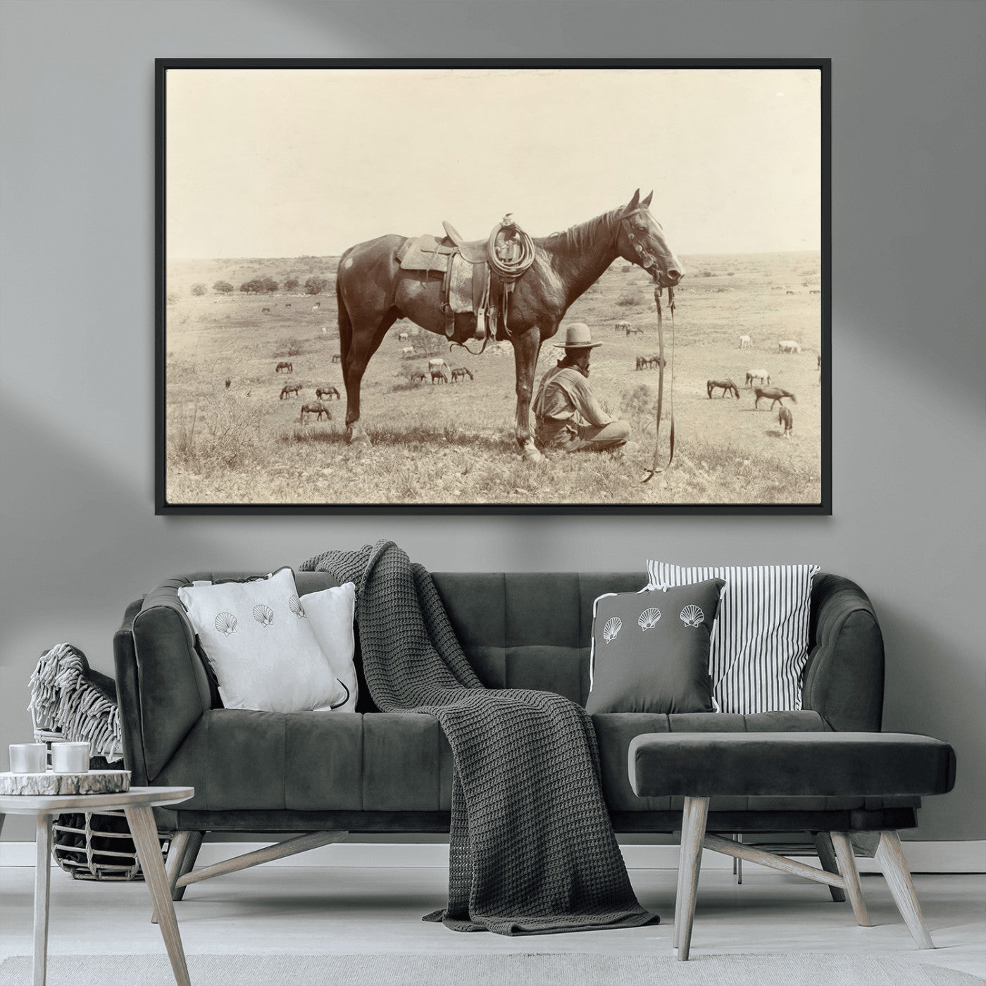 MGV-FC-36X24 - Cowboy Wall Art - Western Horse Canvas Print - Vintage Western Wall Art Canvas Print, Ready to Hang