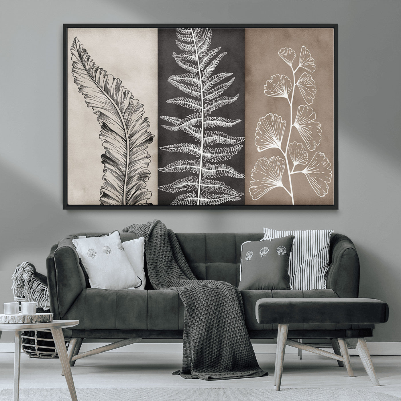 MGV-FC-36X24 - Minimalist Botanical Wall Art Canvas Print, Framed and Ready to Hang - Nature Art Print for Home