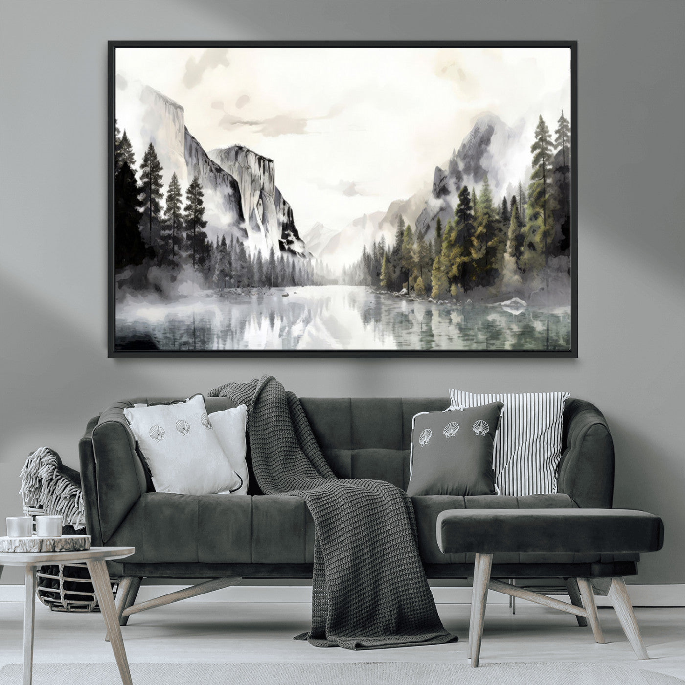 MGV-FC-36X24 - Yosemite Valley Wall Art Canvas Print – Framed and Ready to Hang – Majestic Nature Landscape Décor