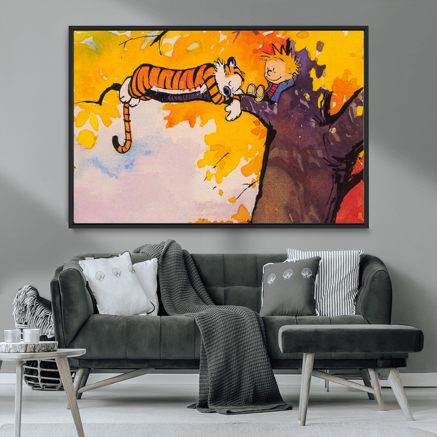 MGV-FC-36X24 - Calvin and Hobbes Tree Scene Canvas Print | 3 Panel Large Wall Art for Living Room or Kid’s Room,