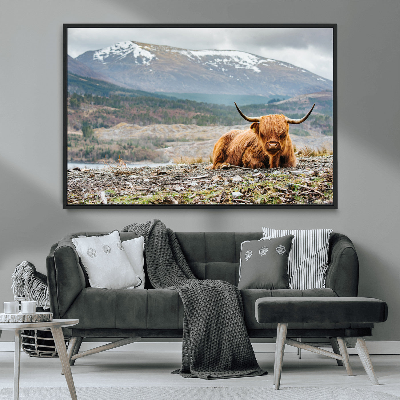 -Highland Cow Horn Farm Wall Art Canvas Print