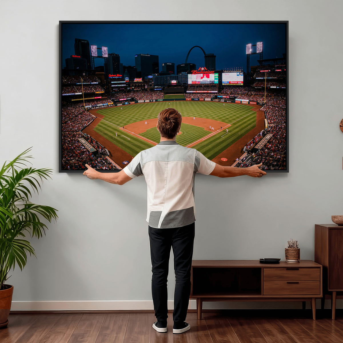 38612-MGV-CV-36X24 - St. Louis Cardinals Baseball Team Print - Busch Stadium Wall Art