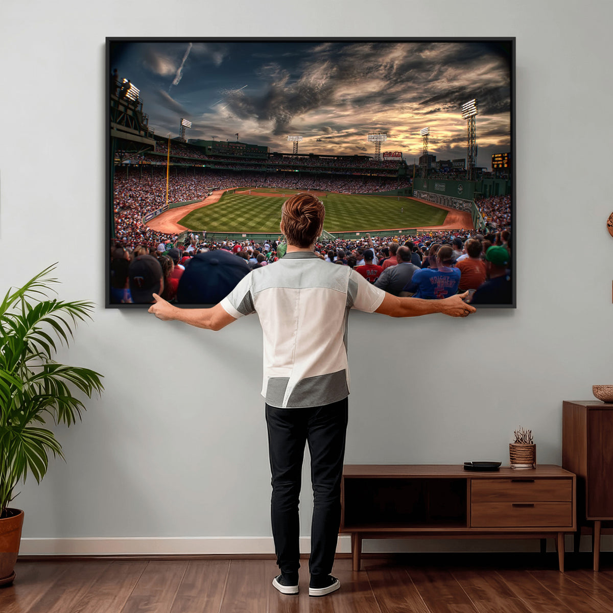 53432-MGV-CV-36X24 - Boston Red Sox Baseball Team Print, Massachusetts Fenway Park Stadium Wall Art Canvas Print