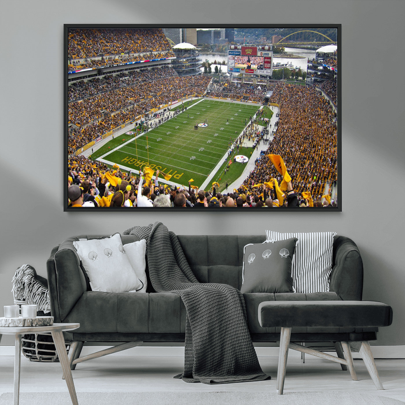 MGV-FC-36X24 - Pittsburgh Steelers Football Team Print - Pittsburgh Heinz Field Stadium Wall Art Canvas Print