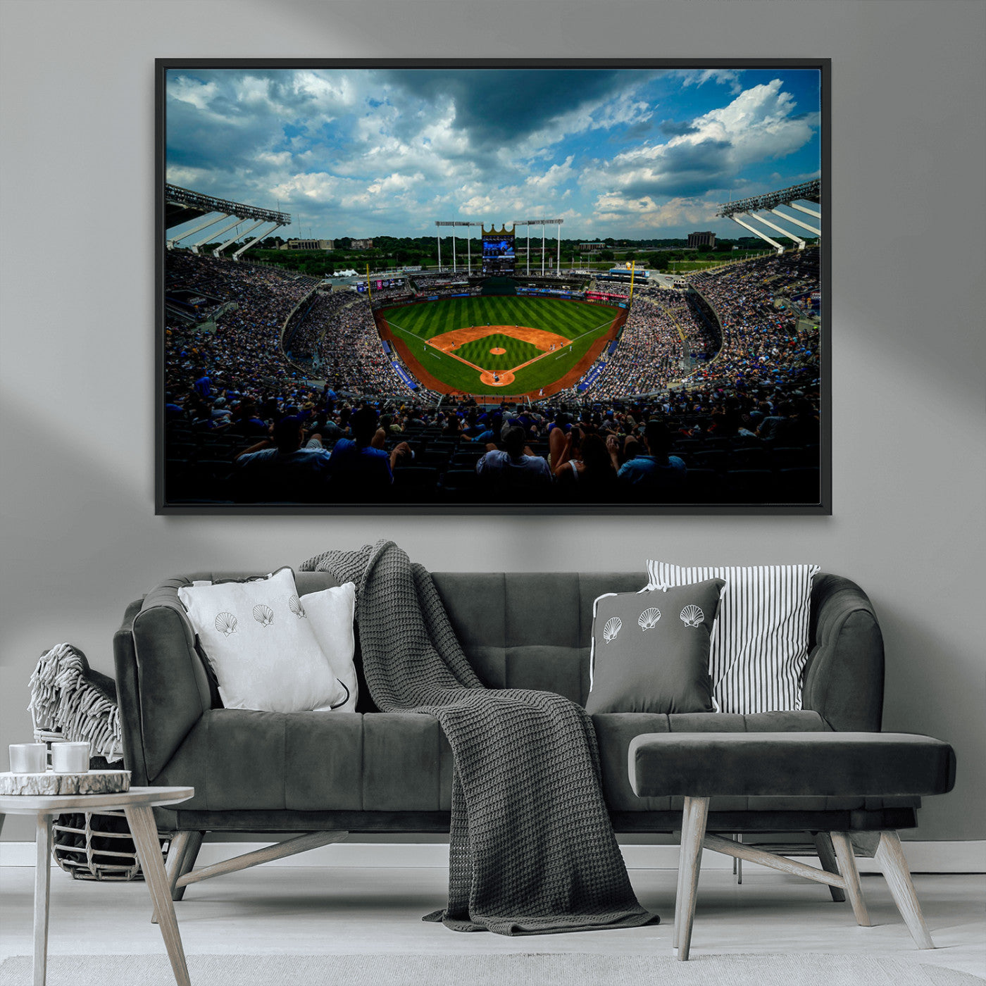 MGV-FC-36X24 - 3-Panel Kauffman Stadium Wall Art Print | Large Kansas City Royals Baseball Canvas Print for Sports