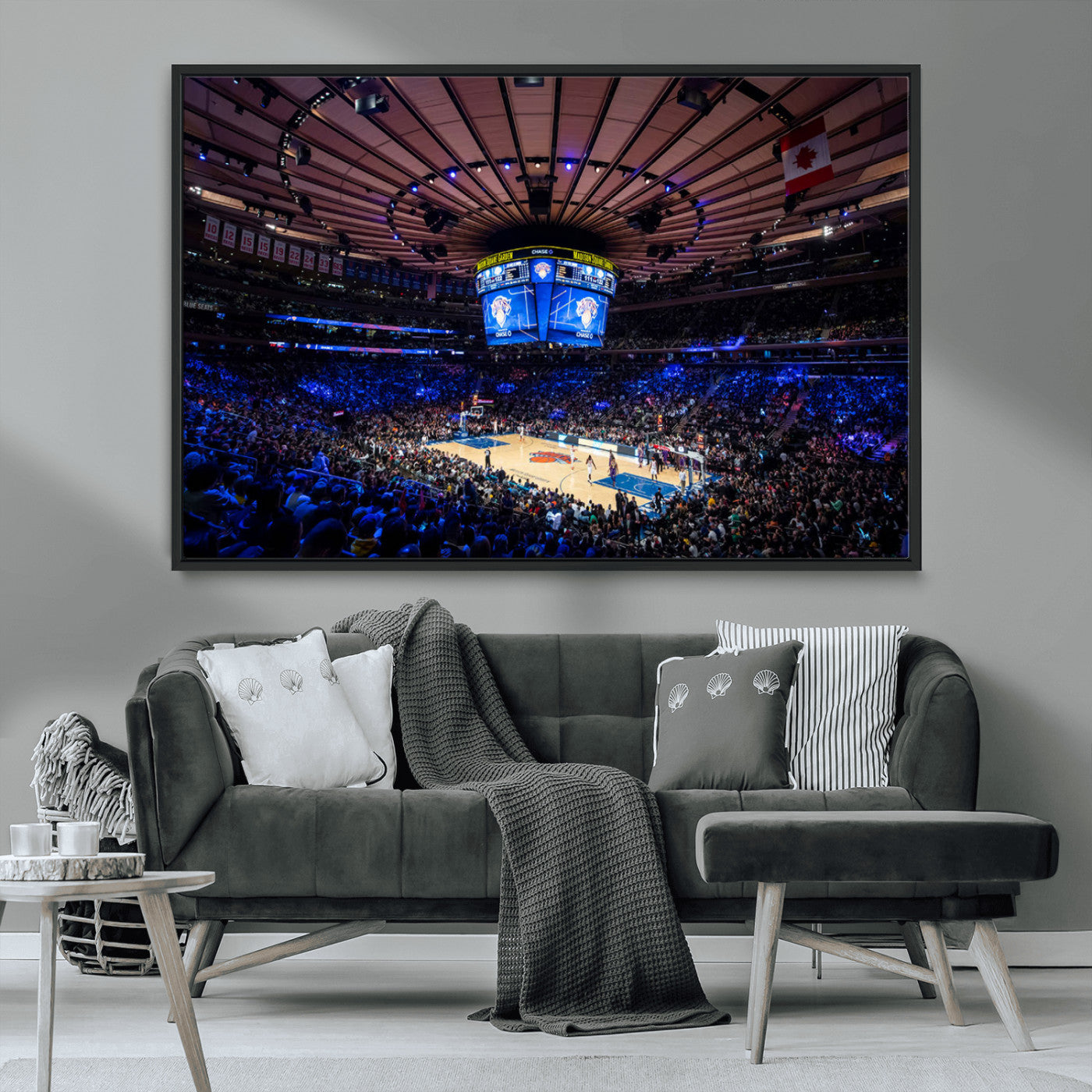 MGV-FC-36X24 - Madison Square Garden Basketball Arena Print - Madison Square Garden Basketball Game Triple Canvas Wall Art - NBA Match Atmosphere