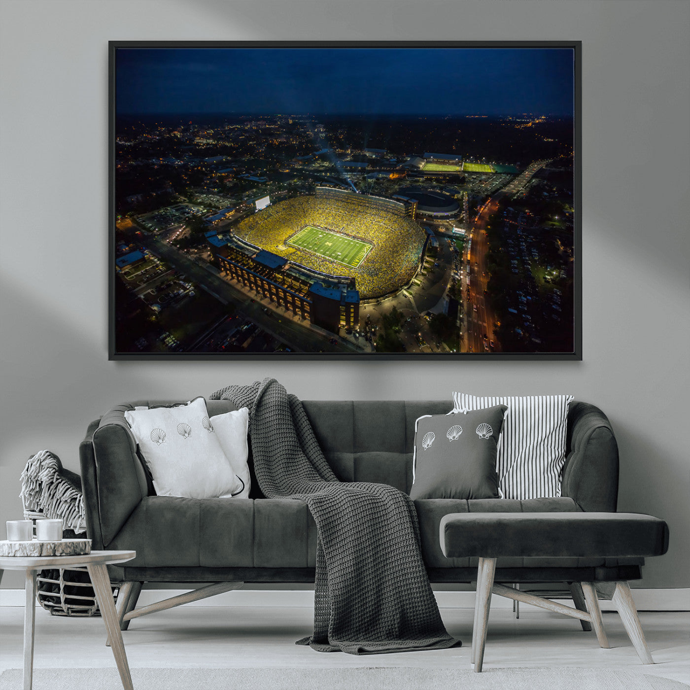 MGV-FC-36X24 - Michigan Wolverines Football Team Print - Michigan Stadium Wall Art Canvas Print