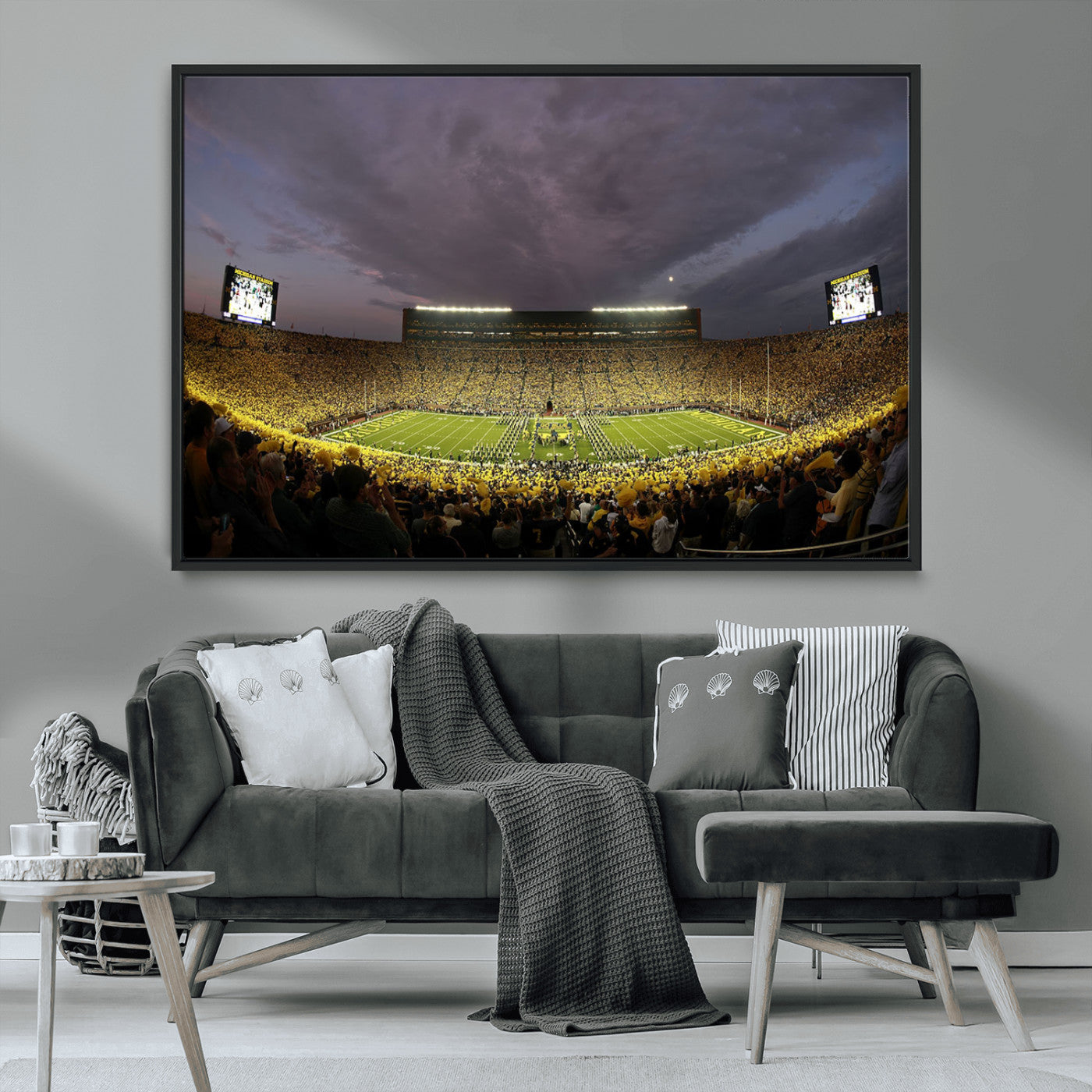 MGV-FC-36X24 - Michigan Wolverines Football Team Print - Michigan Stadium Wall Art Canvas Print