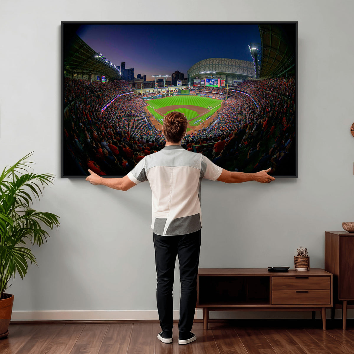 44322-MGV-CV-36X24 - Houston Astros Baseball Print Canvas, Houston Minute Maid Park Stadium Wall Art