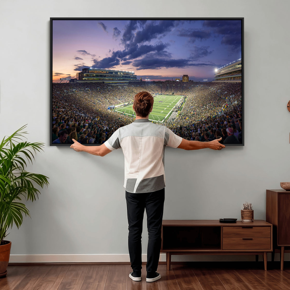 50825-MGV-CV-36X24 - Notre Dame Fighting Irish Football Team Print, Notre Dame Stadium Wall Art Canvas Print