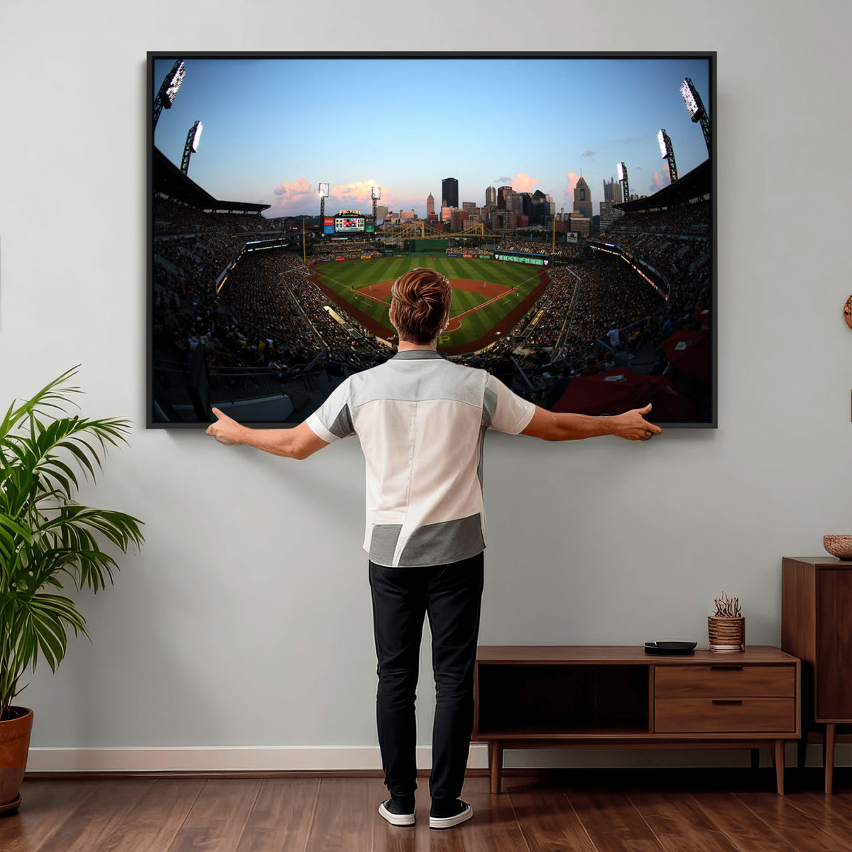 67670-MGV-CV-36X24 - PNC Park Evening Game Triple Canvas Wall Art | Pittsburgh Pirates MLB Stadium
